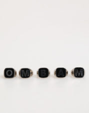 Silver Tone Brass Lettering Set 5 Pieces Adjustable Ring