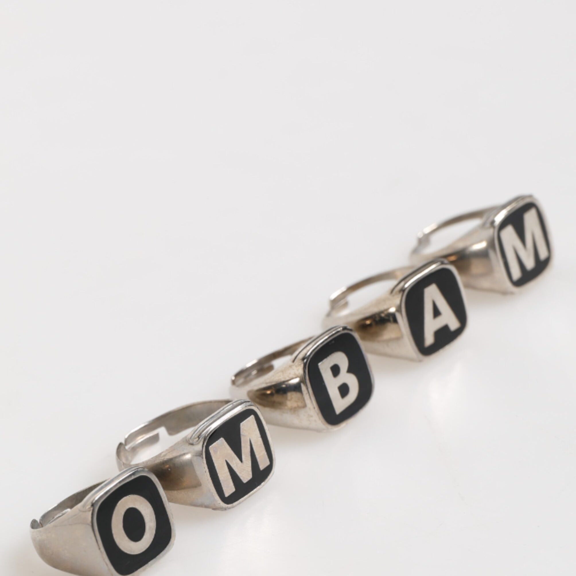 Dolce & Gabbana Silver Tone Brass Lettering Set 5 Pieces Adjustable Ring Dolce & Gabbana