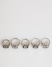 Dolce & Gabbana Silver Tone Brass Lettering Set 5 Pieces Adjustable Ring Dolce & Gabbana