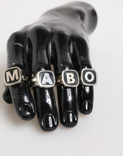 Silver Tone Brass Lettering Set 5 Pieces Adjustable Ring
