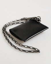 Dolce & Gabbana Black Cavallo Leather Wallet Chain Snap Bifold Card Holder Dolce & Gabbana