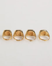 Gold Tone Brass JAZZ Letter Set 4 Pieces Adjustable Ring