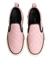 Dolce & Gabbana Pink Quilted Nylon Slip-On Sneaker Shoes Dolce & Gabbana