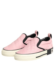Dolce & Gabbana Pink Quilted Nylon Slip-On Sneaker Shoes Dolce & Gabbana