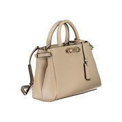 Beige Polyurethane Women Handbag