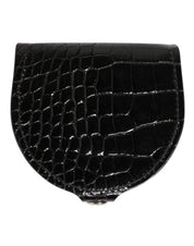 Black Polished Crocodile Leather Mens Coin Purse Wallet