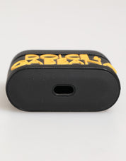 Black Yellow Rubber Logo Embossed Accessory Airpods Case