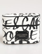 Black White Leather Monogram Print Logo Holder Airpods Case