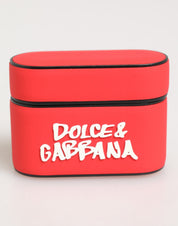 Red PVC DG Logo Embossed Men Flip Holder  Airpods Case