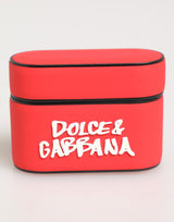 Red PVC DG Logo Embossed Men Flip Holder  Airpods Case