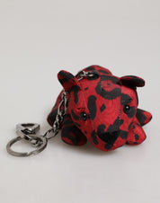 Red Black Polyester Animal Silhouette Bag Keychain Keyring