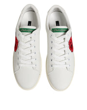 White Leather Rose Embroidery Low-Top  Shoes