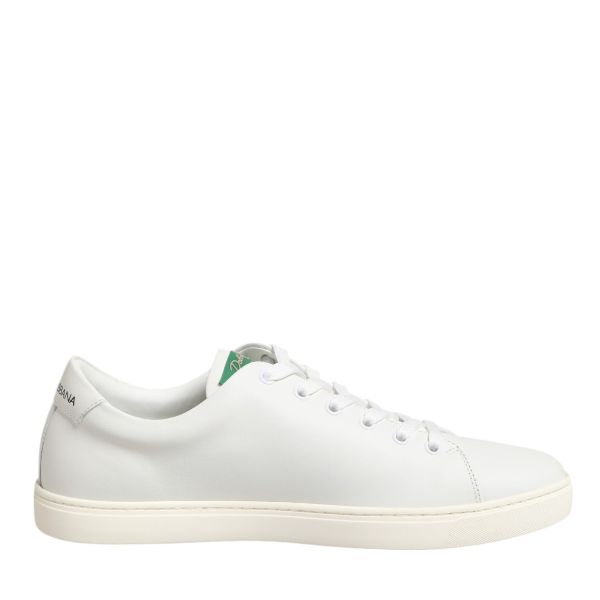 Dolce & Gabbana White Leather Rose Embroidery Low-Top  Shoes Dolce & Gabbana