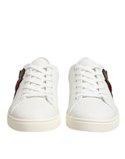 White Leather Sacred Heart Patch Sneakers Shoes