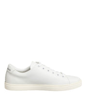 Dolce & Gabbana White Leather Sacred Heart Patch Sneakers Shoes