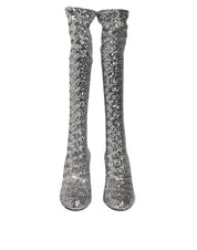Shoes Silver Sequins Glitter High Heel Boot Shoes