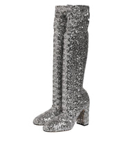 Shoes Silver Sequins Glitter High Heel Boot Shoes