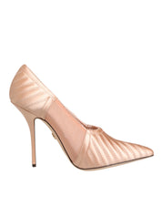 Cipria Nude Satin Mesh Stiletto Pumps Shoes