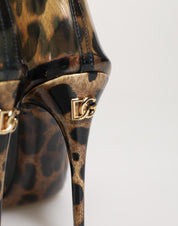 Leopard Print PVC Pointed Toe Boots Shoes