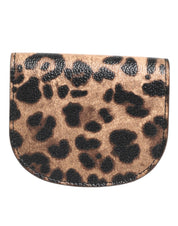 Brown Leopard Print Calf Leather Small Coin Purse Wallet