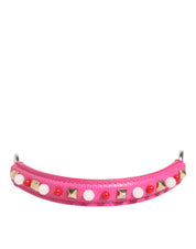 Pink Embellished Leather Bag Handle Women Shoulder Strap