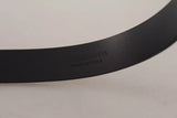 Calf Leather Silver Tone Black Metal Buckle Belt