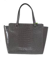 Grey Croc Embossed Leather Elissa Bristol Drive Tote Handbag Bag