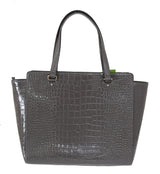 Grey Croc Embossed Leather Elissa Bristol Drive Tote Handbag Bag