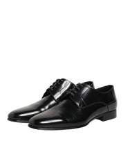 Black Calfskin Leather Derby Men Dress Shoes