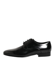 Black Calfskin Leather Derby Men Dress Shoes