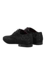 Black Brocade Lace Up Derby Men Dress Shoes