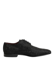 Black Brocade Lace Up Derby Men Dress Shoes