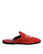 Dolce & Gabbana Red Suede DG King Men House Slippers Shoes