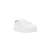 Silver Leather Platform Sneakers