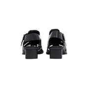 Black Polyester Flat Sandals