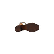 Beige Leather Platform Sandals