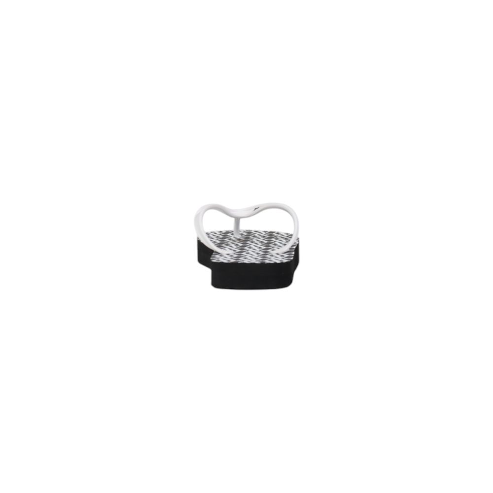 Black And White Rubber Flip-Flop Sandals