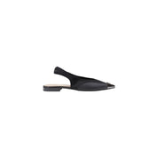 Black Leather Flat Sandals