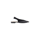 Black Leather Flat Sandals