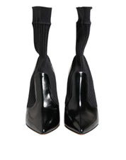 Black Stretch Stilettos Booties Socks Shoes