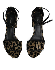 Gold Leopard Ankle Strap Heels Sandals Shoes