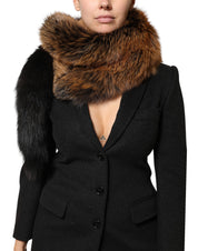 Brown Red Fox Fur Neck Cashmere Warmer Scarf