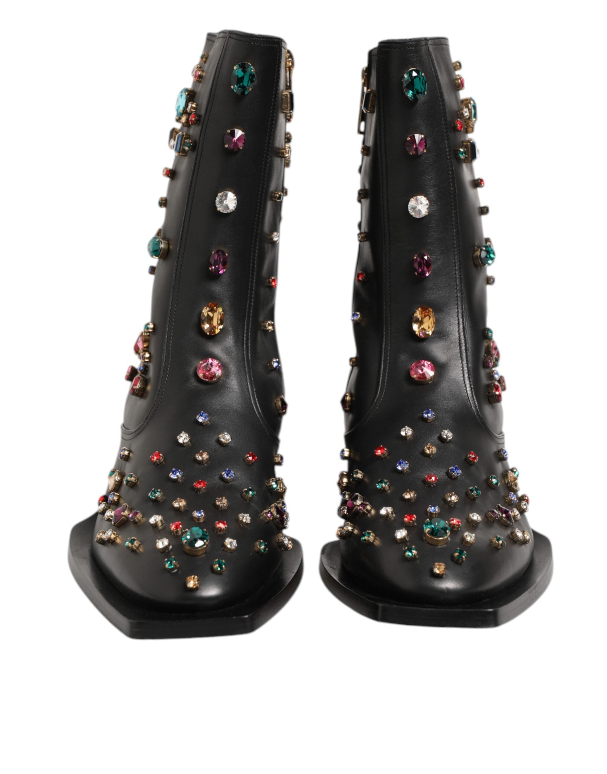 Dolce & Gabbana Black Crystal Embellished Men Short Boots Shoes Dolce & Gabbana