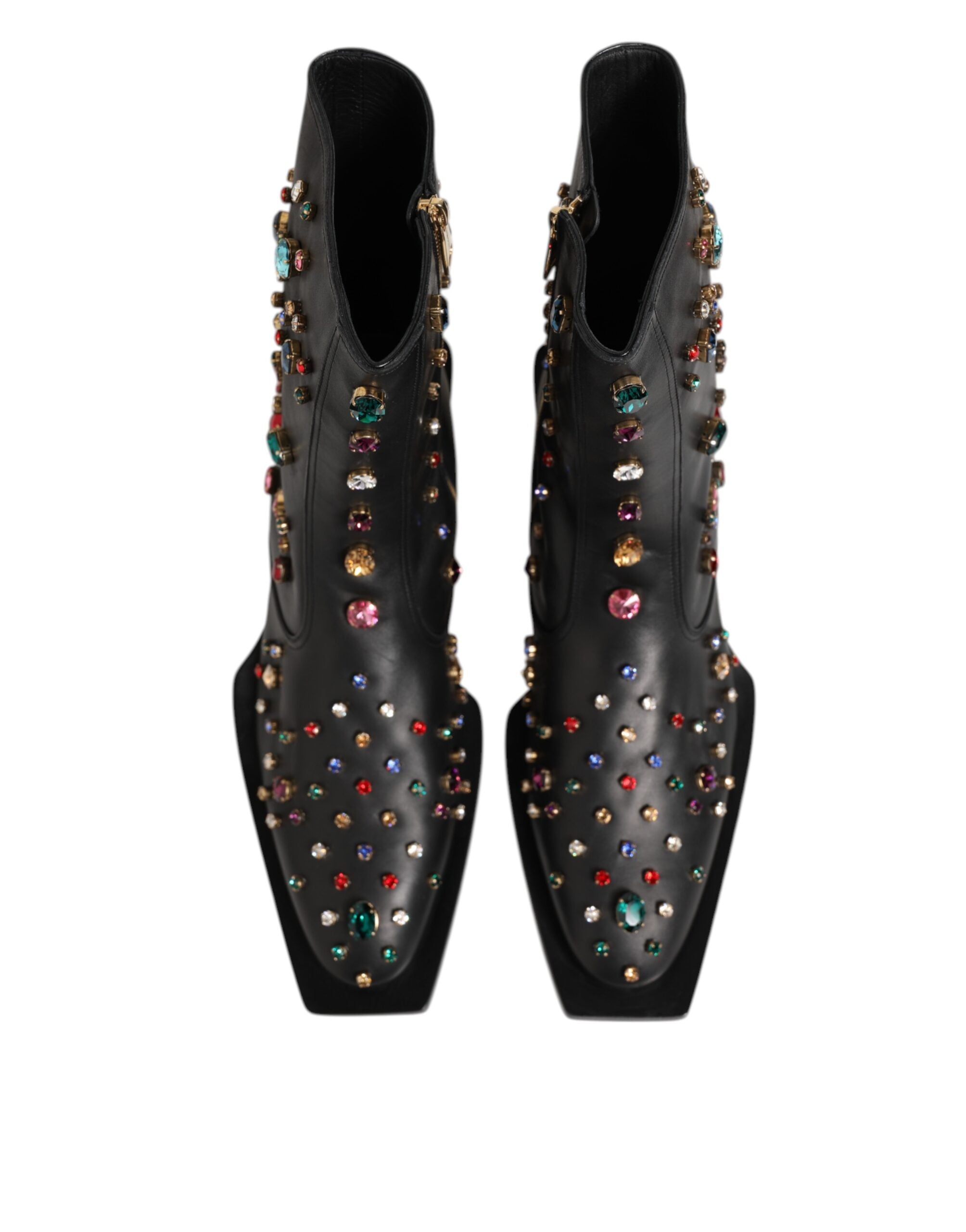 Dolce & Gabbana Black Crystal Embellished Men Short Boots Shoes Dolce & Gabbana