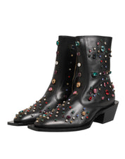 Dolce & Gabbana Black Crystal Embellished Men Short Boots Shoes Dolce & Gabbana