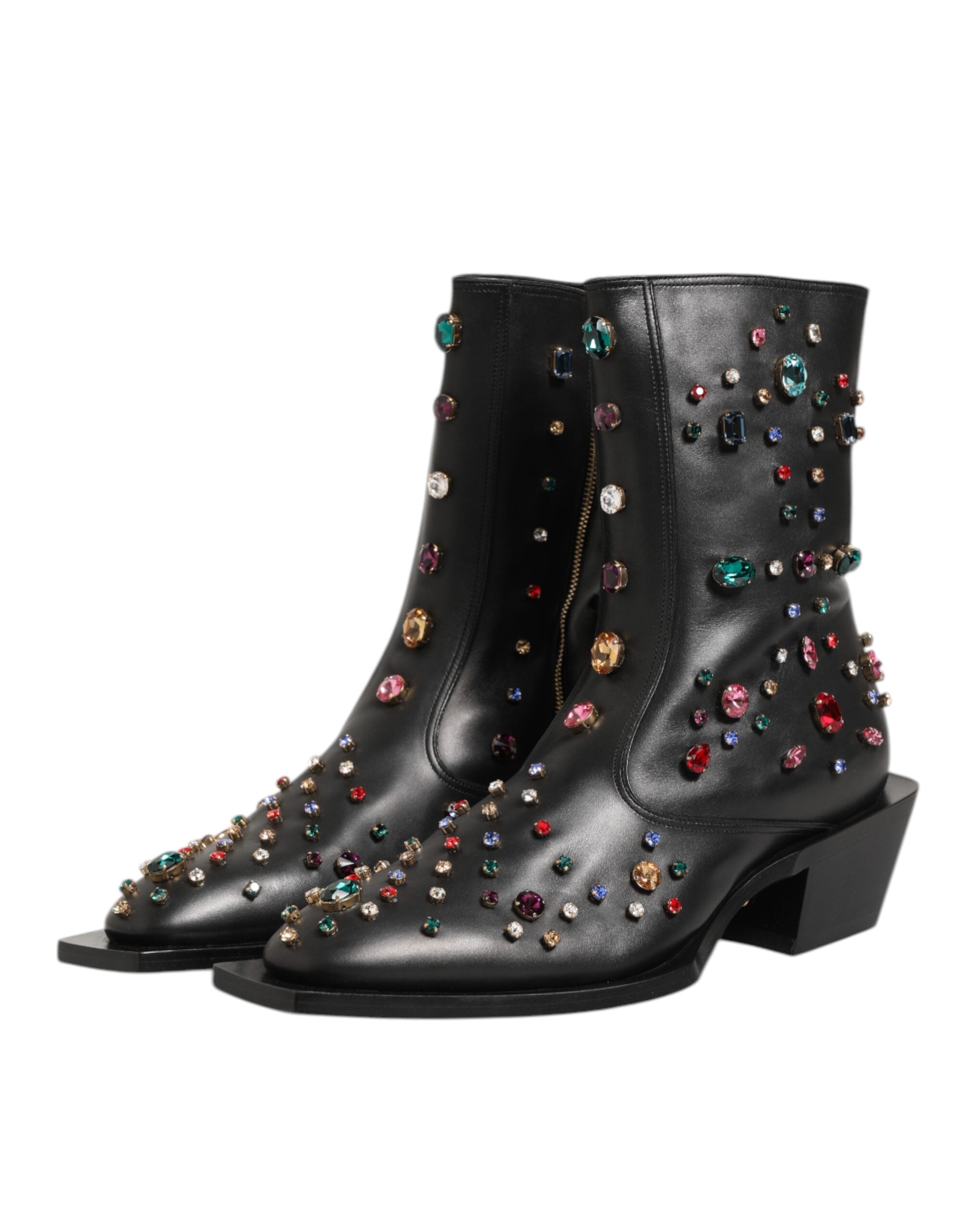 Dolce & Gabbana Black Crystal Embellished Men Short Boots Shoes Dolce & Gabbana