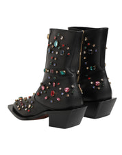 Dolce & Gabbana Black Crystal Embellished Men Short Boots Shoes Dolce & Gabbana