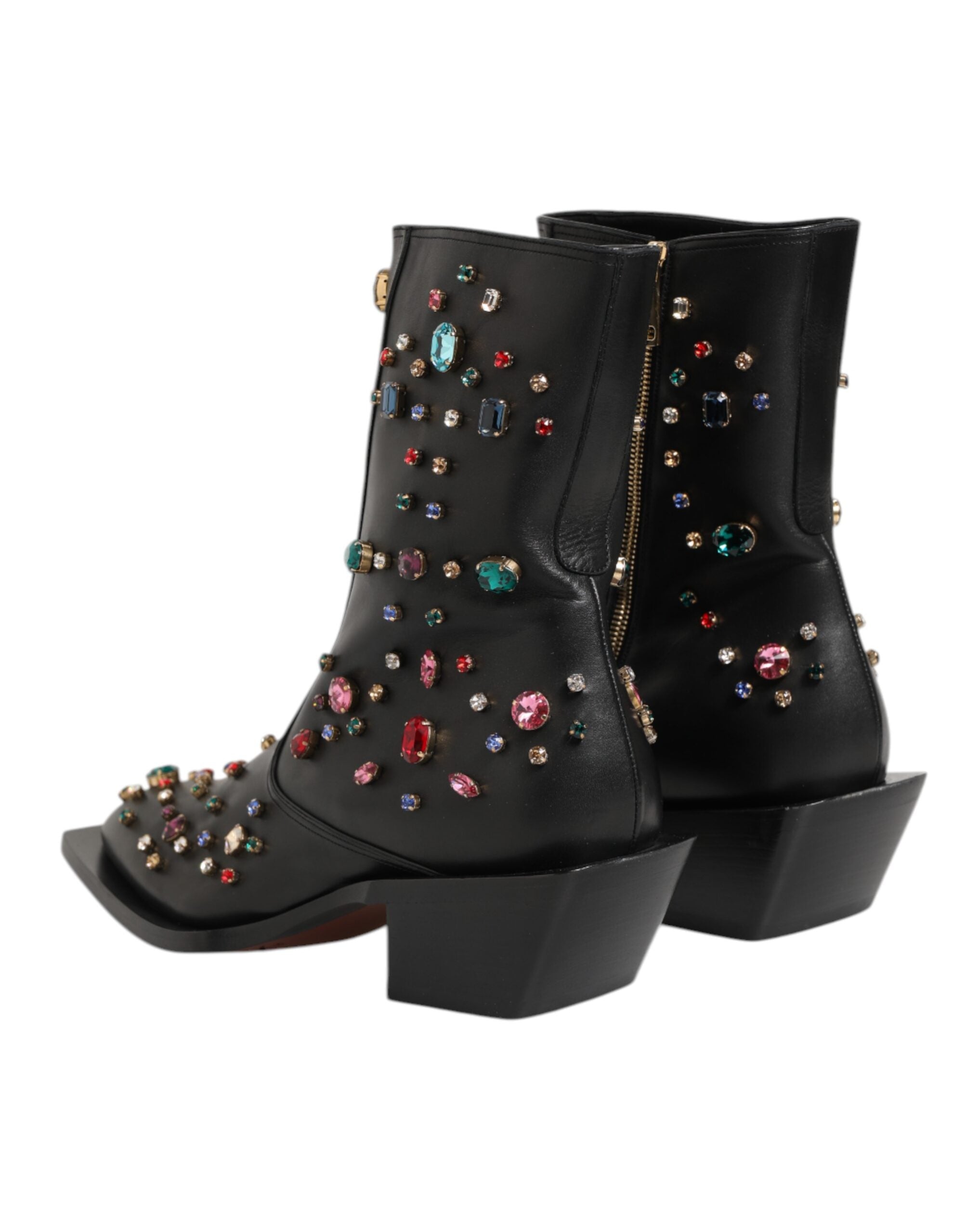 Dolce & Gabbana Black Crystal Embellished Men Short Boots Shoes Dolce & Gabbana