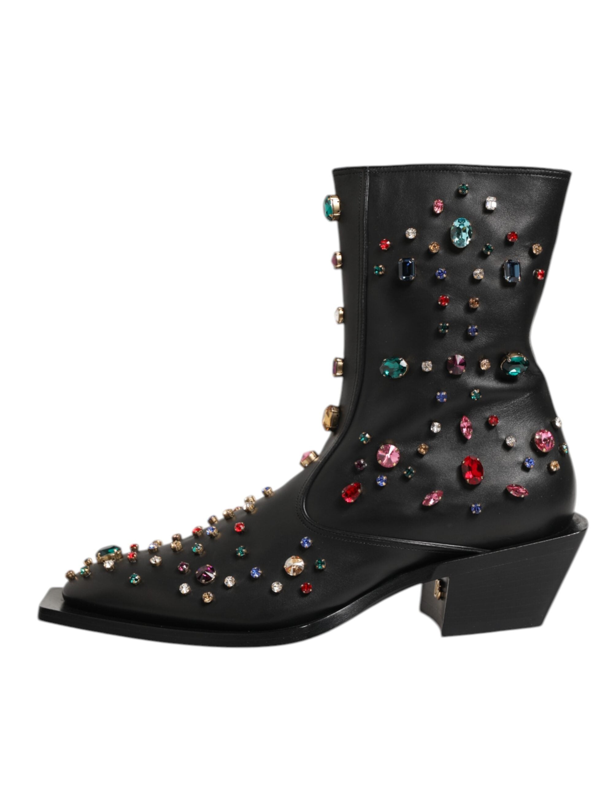 Dolce & Gabbana Black Crystal Embellished Men Short Boots Shoes Dolce & Gabbana