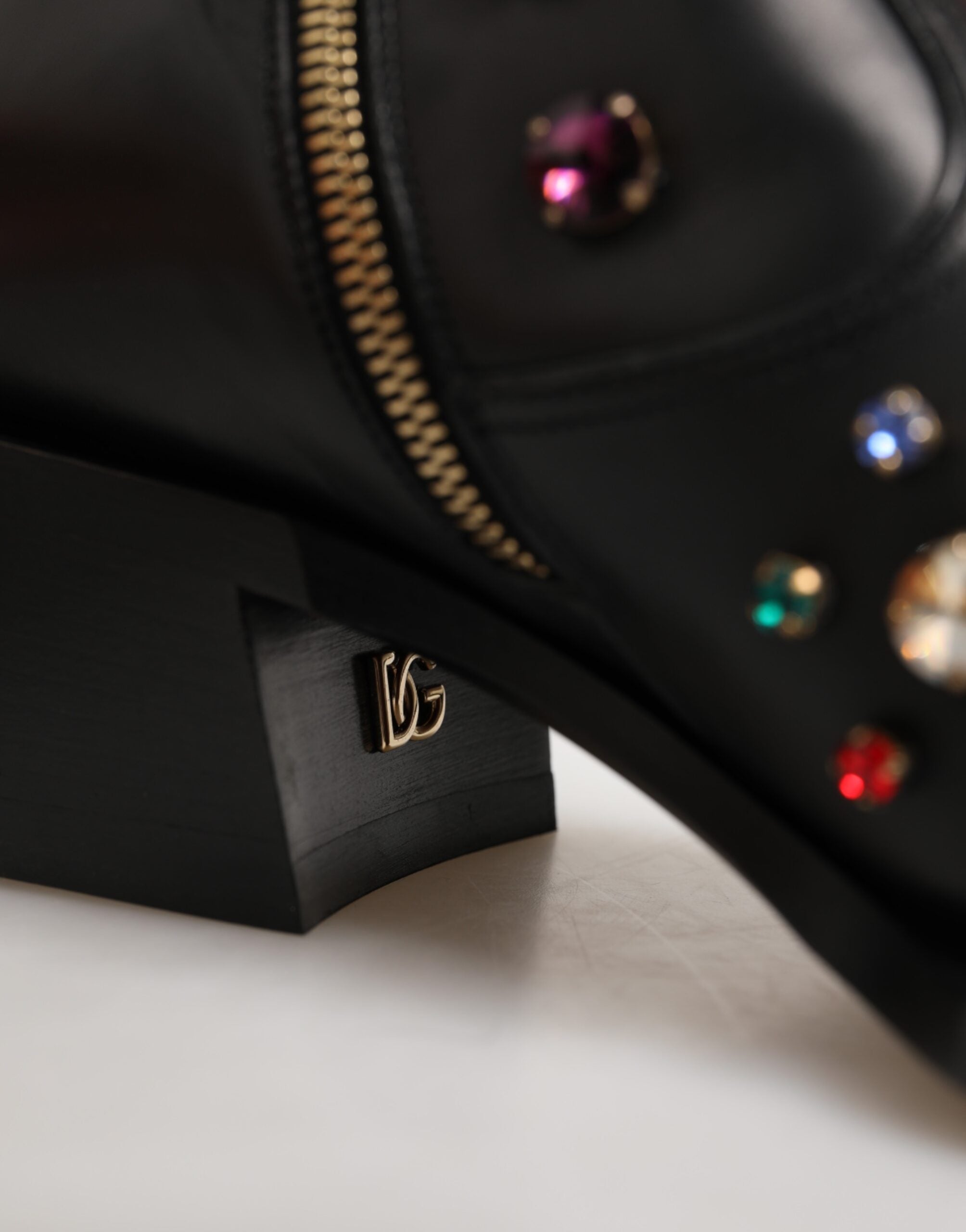 Dolce & Gabbana Black Crystal Embellished Men Short Boots Shoes Dolce & Gabbana